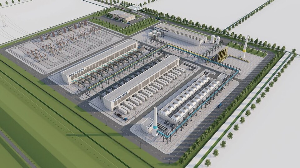 누지오코닉 프로젝트 1단계 녹색수소 생산시설의 3차원 사진