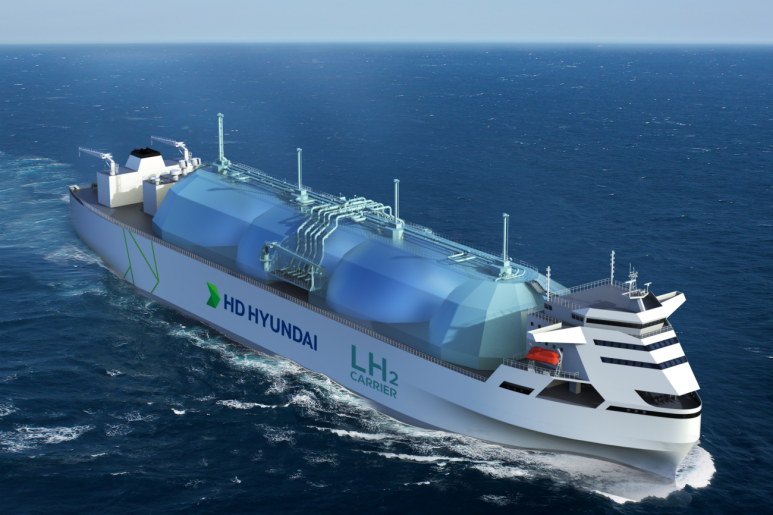 HD한국조선해양이 2030년을 목표로 개발 중인 대형 액화수소운반선의 조감도.(이미지=HD한국조선해양)
