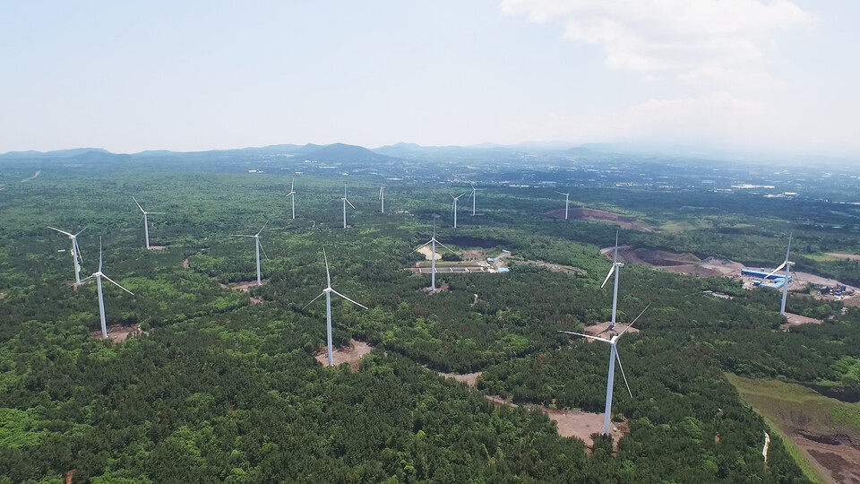 제주 동복북촌풍력발전단지 전경.(사진=제주에너지공사)