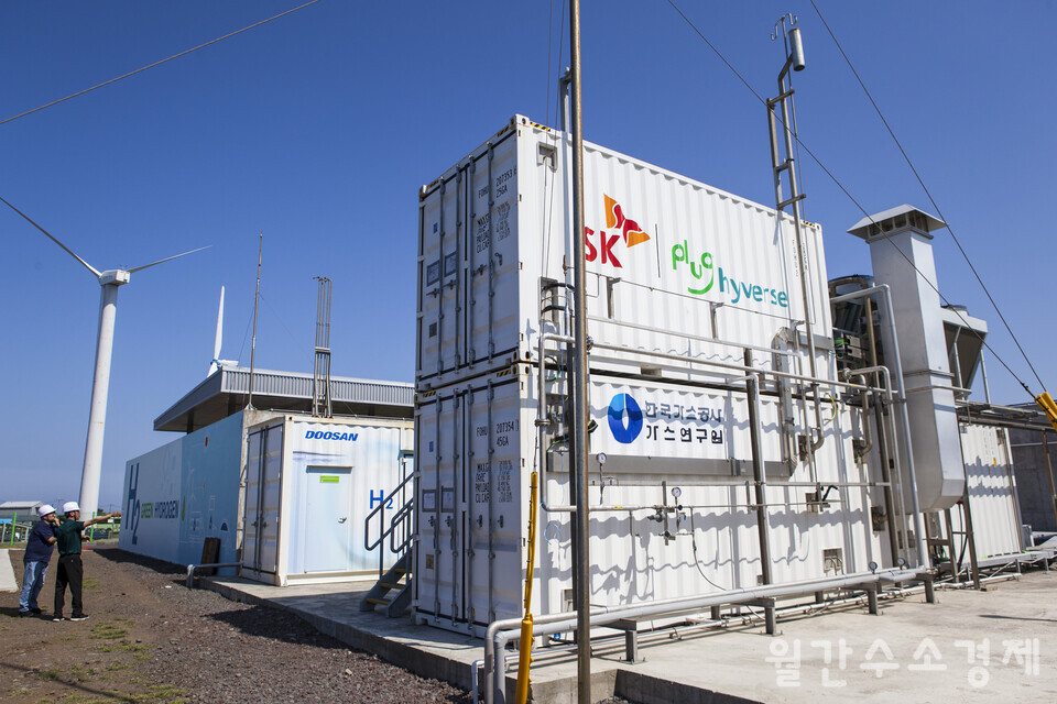 제주 3.3MW 그린수소 생산 실증설비.